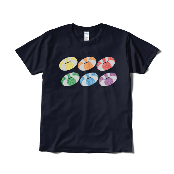 和柄浮き輪Tシャツ(短納期) - L - ネイビー