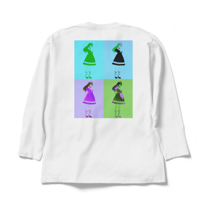 白ロングスリーブTシャツ - XL - (青模様)