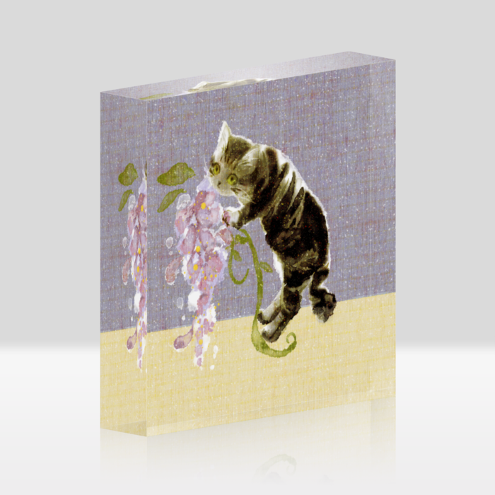 アクリルブロックホワイト紫 - 100x100mm