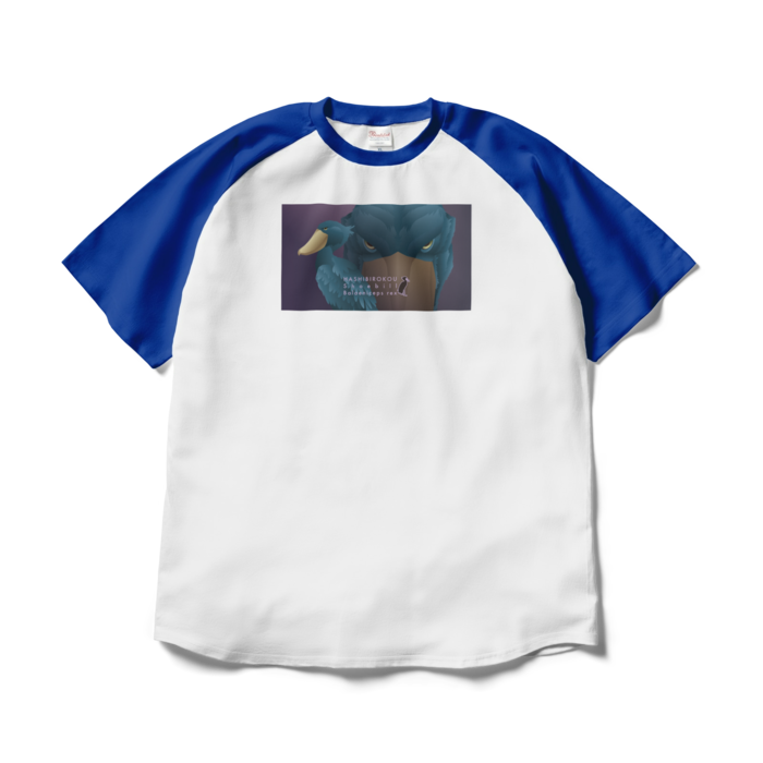 ラグランTシャツ - XL - ホワイト×ロイヤルブルー