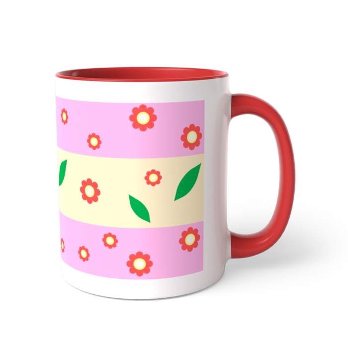ツートンカラーマグカップ - 直径 8.2cm / 高さ 9.5cm(赤)