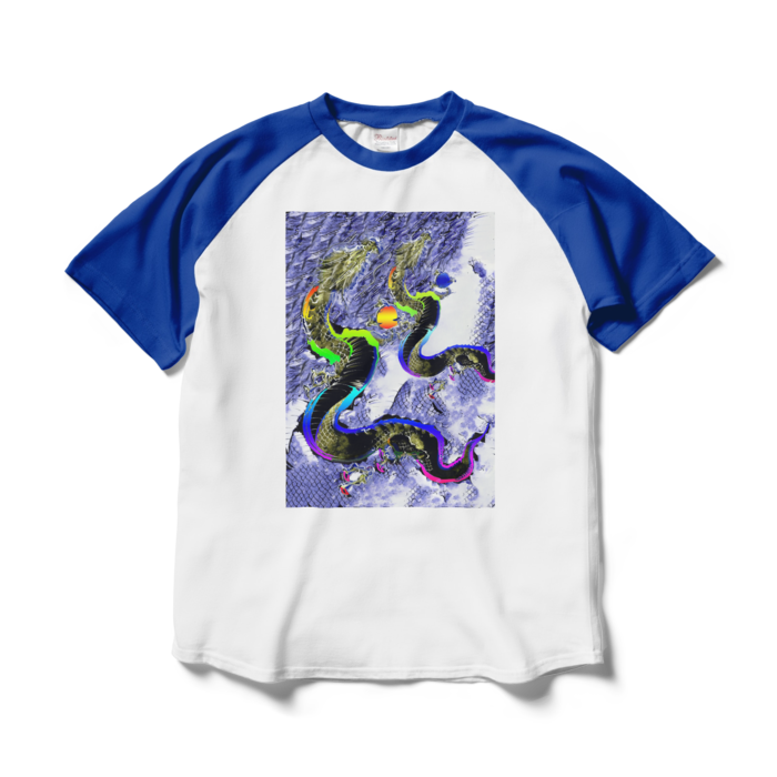 ラグランTシャツ - L - ホワイト×ロイヤルブルー