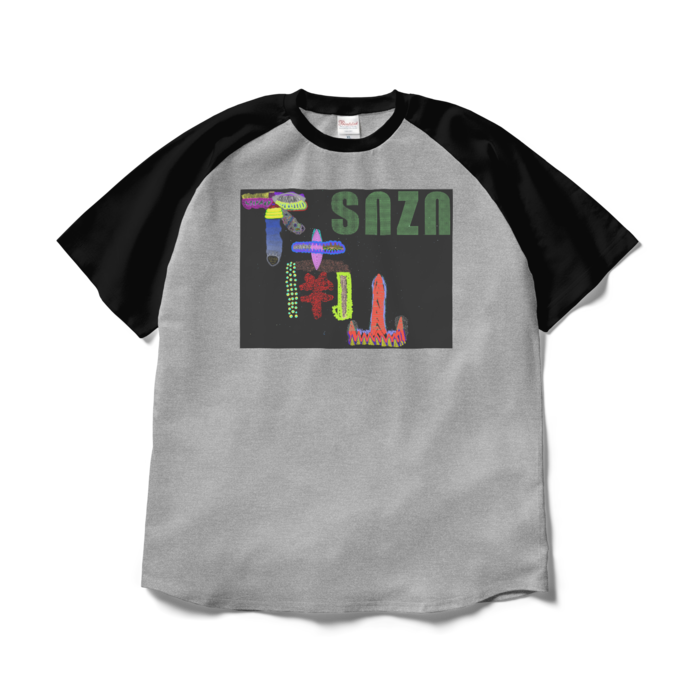 ラグランTシャツ - XL - 杢グレー×ブラック