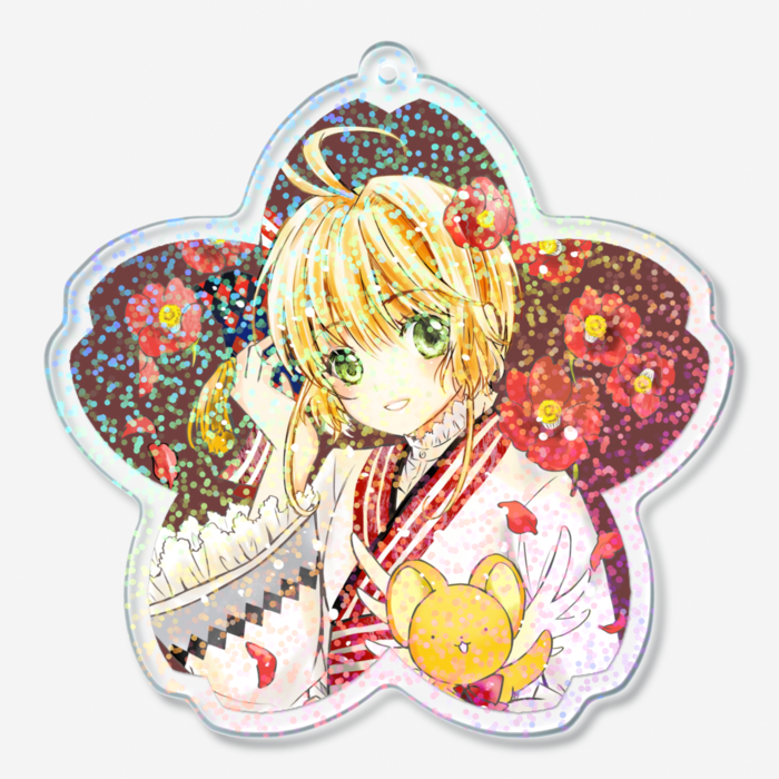 ホログラムアクリルキーホルダー - 70 × 70mm(椿の花)