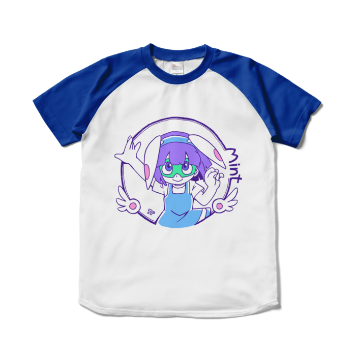 ラグランTシャツ - S - ホワイト×ロイヤルブルー