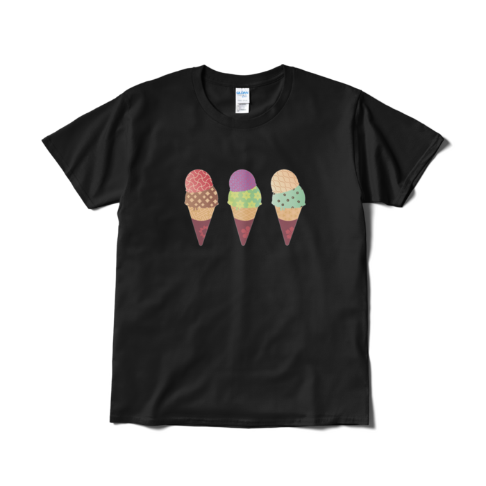 和柄アイスTシャツ（短納期） - L - ブラック