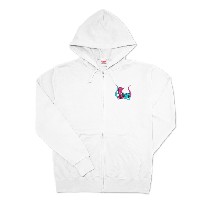 ジップパーカー - L - 左胸（ホワイト）