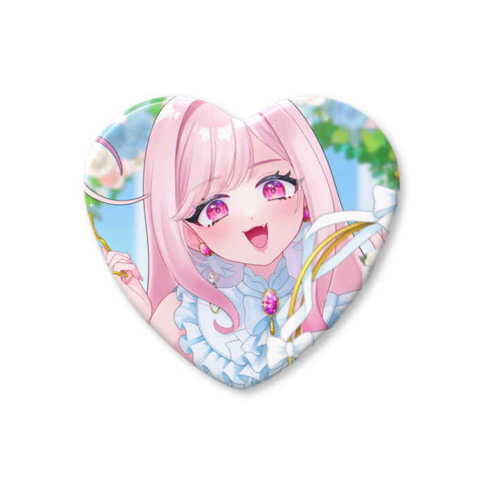 ハート缶バッジ - 57 × 52.5mm
