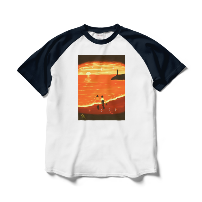 ラグランTシャツ - L - ホワイト×ネイビー