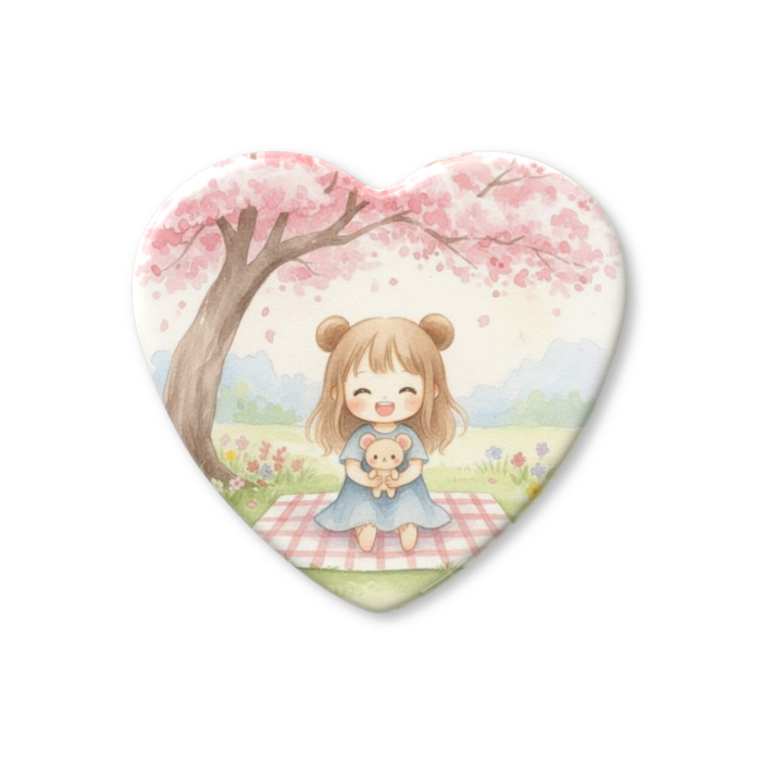 ハート缶バッジ - 57 × 52.5mm