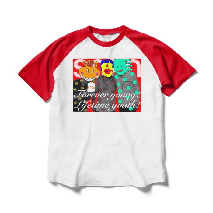 ラグランTシャツ - L - ホワイト×レッド