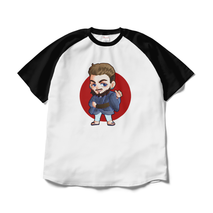 ラグランTシャツ - XL - ホワイト×ブラック