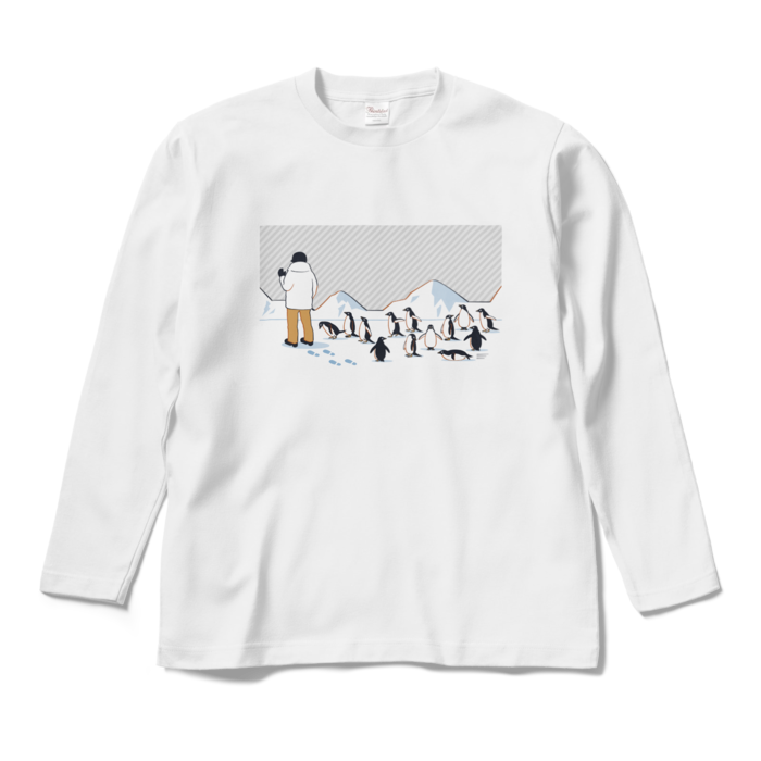 ロングスリーブTシャツ　灰色×白色　M