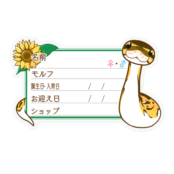 【🐍お名前ステッカー】ボールパイソン(パイボール) ‐ひまわり