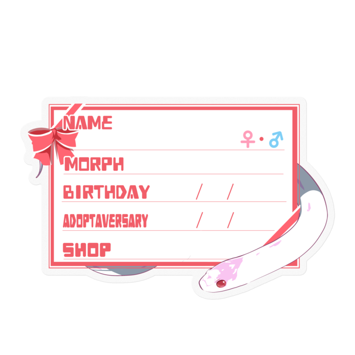 【🐍お名前ステッカー】カリキン(アルビノハイホワイト) ‐リボン／ピンク(英語)