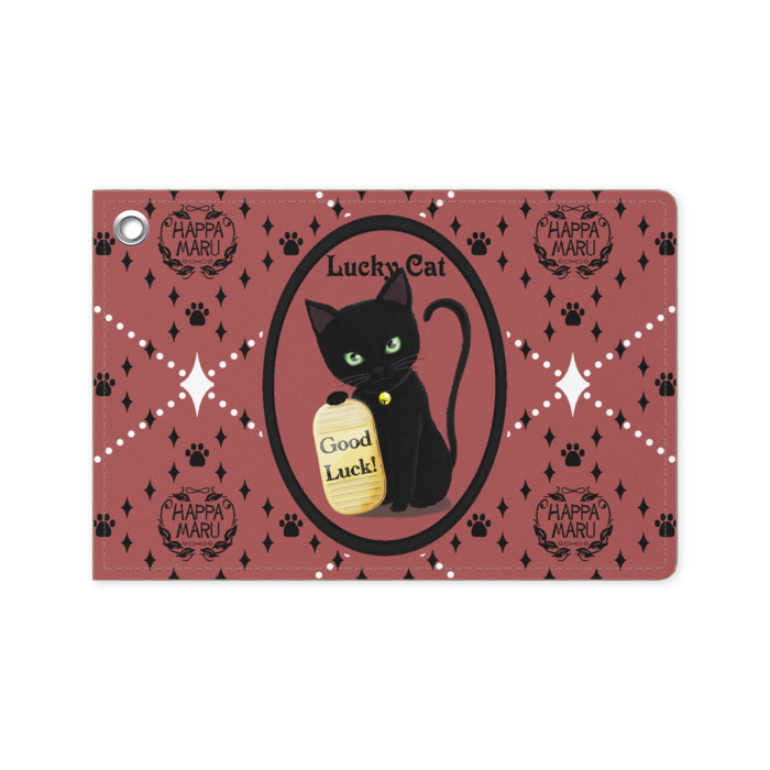 招き猫レザーパスケース 1 黒猫ver 7色 八っ葉丸 Booth