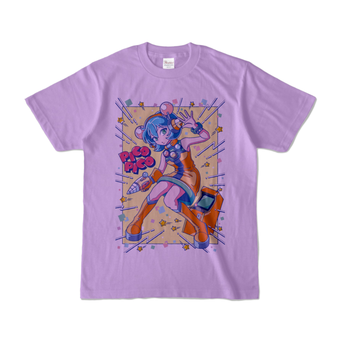 80sレトロポップ「ピコナ」Tシャツ - S - ライトパープル (淡色)