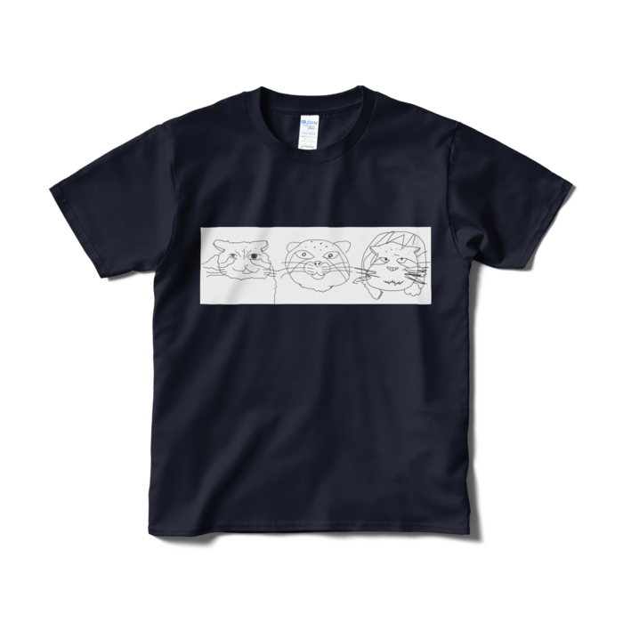 まぬるねこ(?)三銃士Tシャツ - S - ネイビー