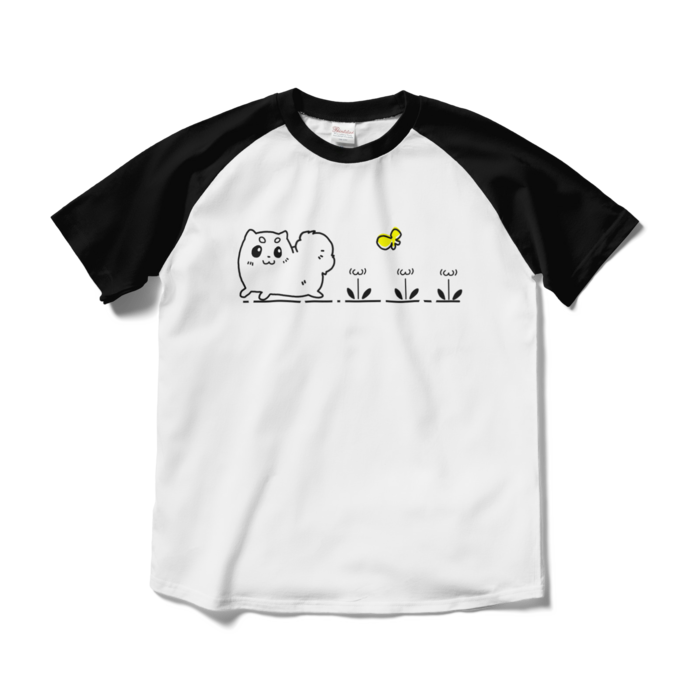ラグランTシャツ - M - ホワイト×ブラック