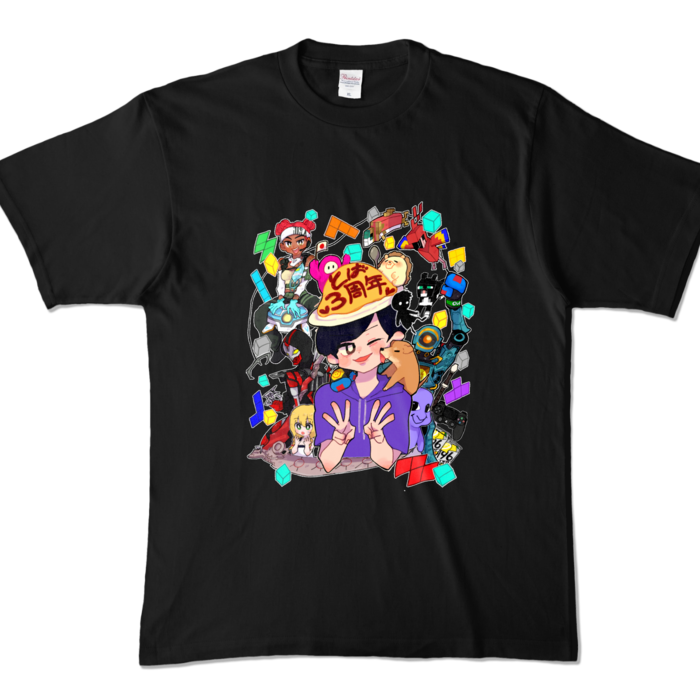 カラーTシャツ - XL - ブラック (濃色)(表プリント)