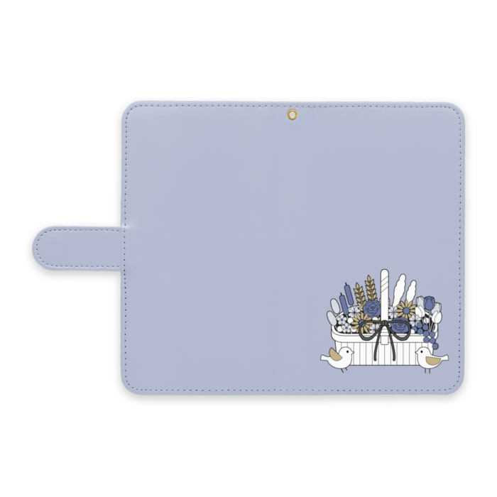 手帳型AndroidケースA　ストラップ穴あり　くすみブルー　L（大）