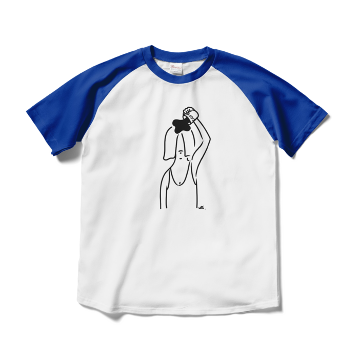 ラグランTシャツ - M - ホワイト×ロイヤルブルー