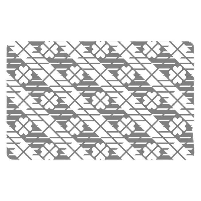 四葉＆チェック柄のICカードステッカー(グレー系)