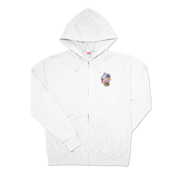 ジップパーカー - L - 左胸 - ホワイト