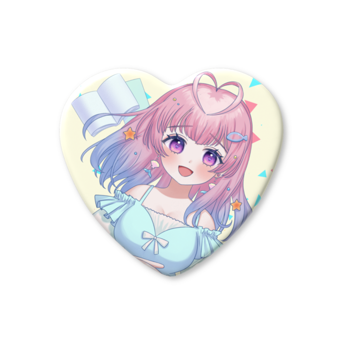 ハート缶バッジ - 57 × 52.5mm