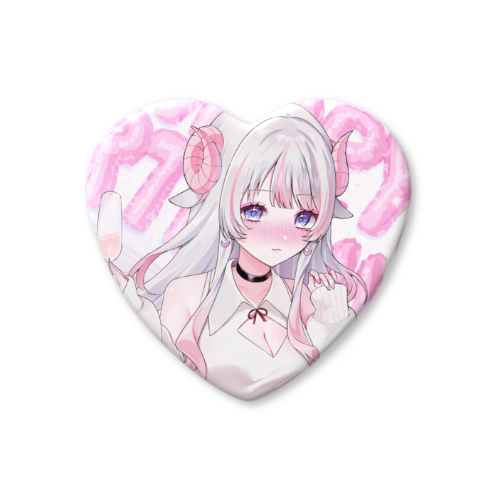 ハート缶バッジ - 57 × 52.5mm