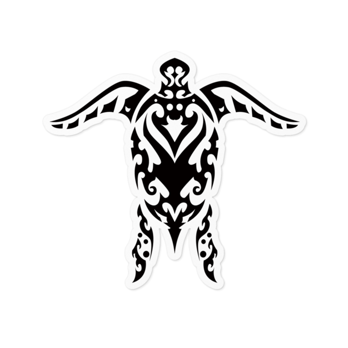 ステッカー（ウミガメ２_ホワイト） - 100 x 100 (mm)