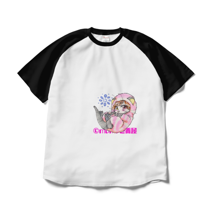ラグランTシャツ - XL - ホワイト×ブラック