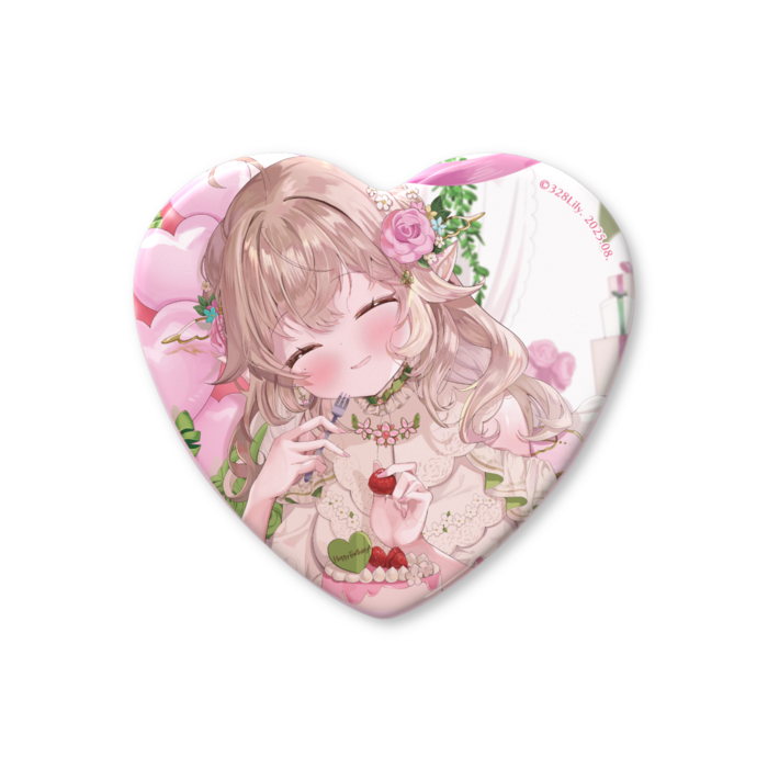 ハート缶バッジ - 57 × 52.5mm(にっこり)