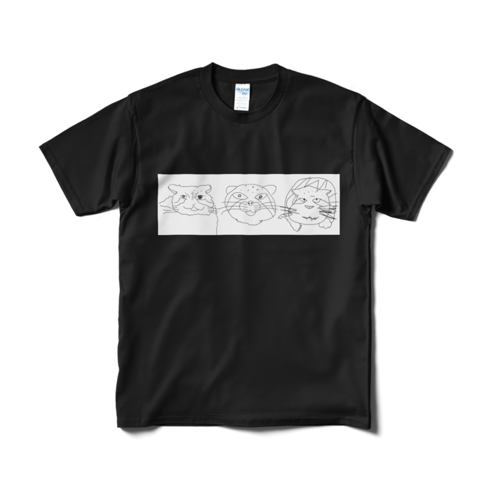 まぬるねこ(?)三銃士Tシャツ - M - ブラック