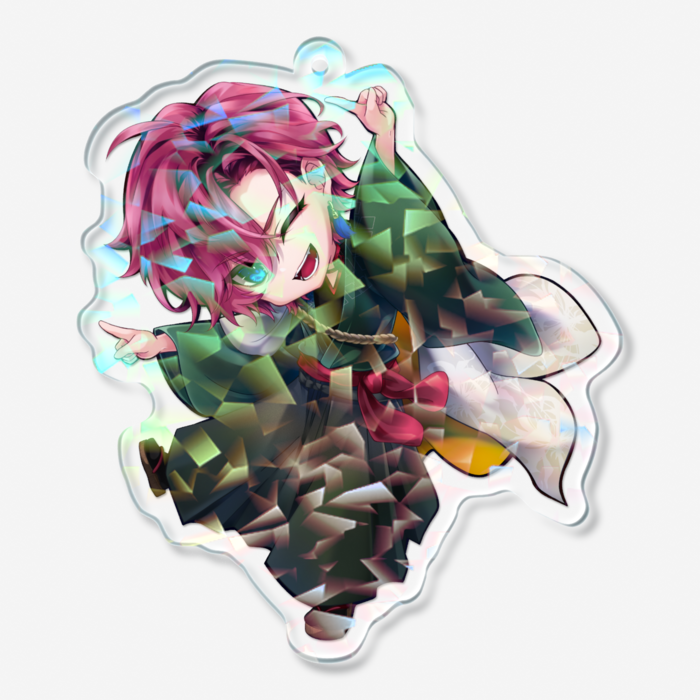 【指差しチビ 70 × 70mm】ホログラムアクリルキーホルダー