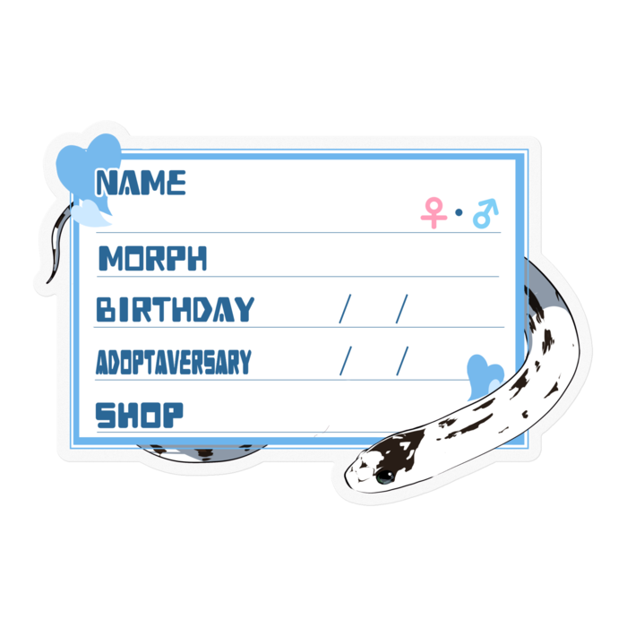 【🐍お名前ステッカー】カリキン(ハイホワイト) ‐ハート／ブルー(英語)