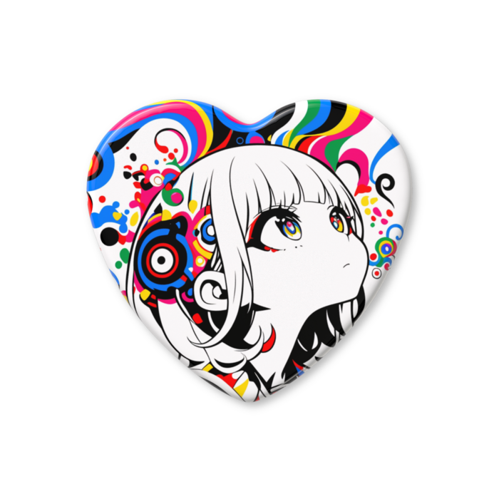 ハート缶バッジ - 52.5 × 57mm