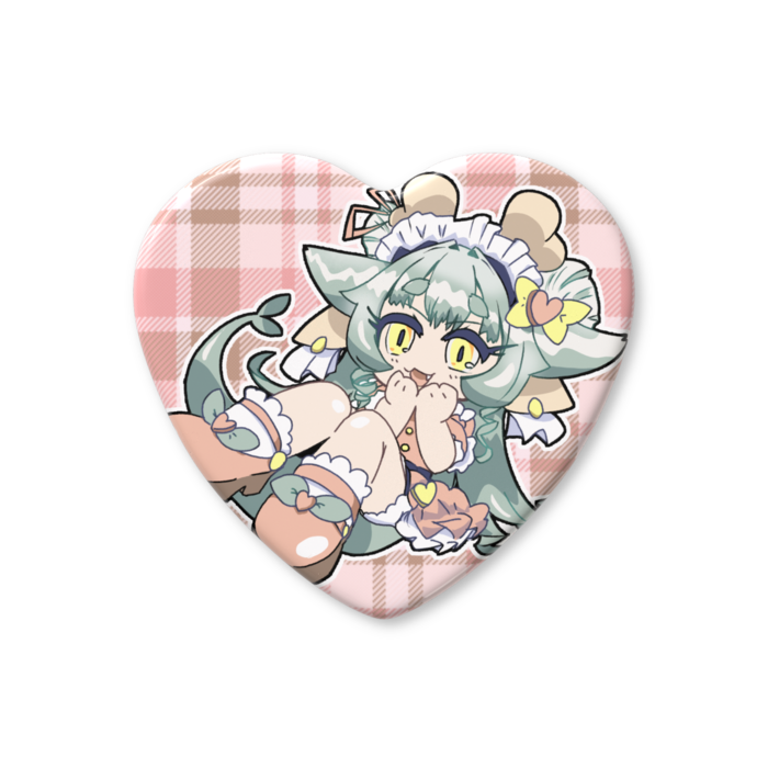 ハート缶バッジ - 57 × 52.5mm