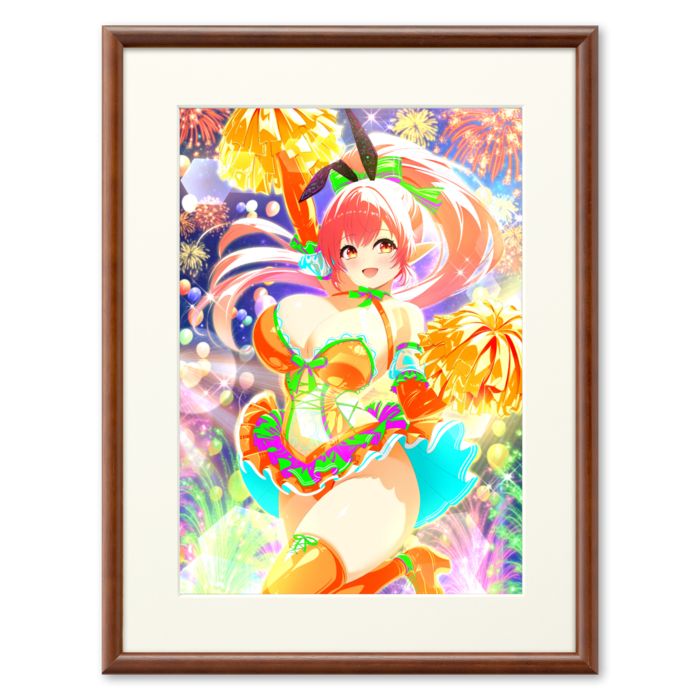 複製画(プリモアート) - A3(ピンク髪/額縁・ブラウン)