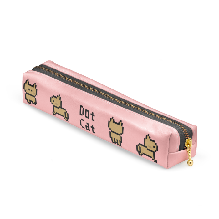 ペンケース - 20 x 4 x 4cm - 背景赤 - ファスナー黒