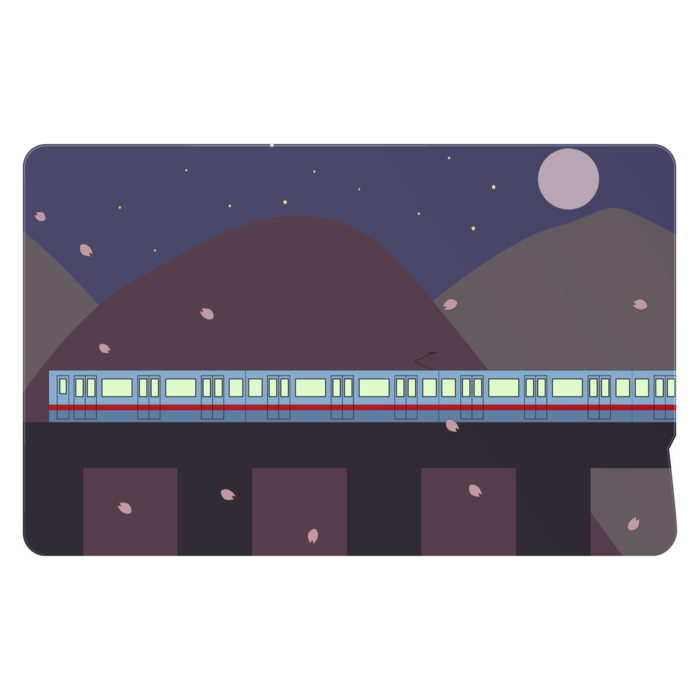夜桜電車ICカードステッカー - 約85.7x53.9(mm)(1)