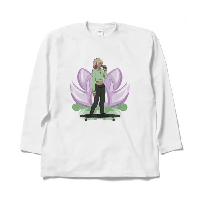 ロングスリーブTシャツ - XL - ホワイト　背景付き
