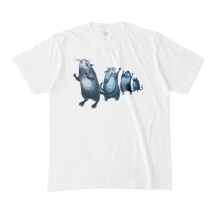 Tシャツ - M - 白に青鼠