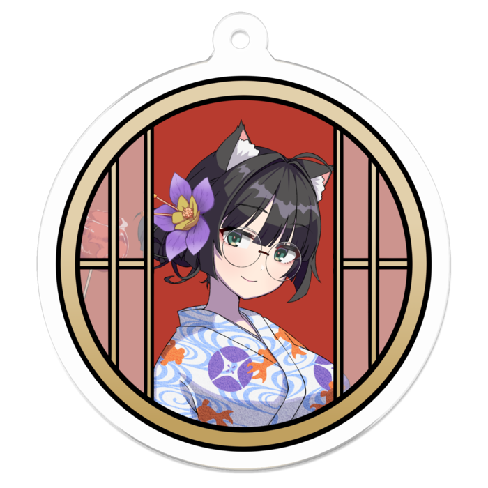 猫森彩奈🐱🌲 アクリルキーホルダー【浴衣2024】 50 x 50 (mm)