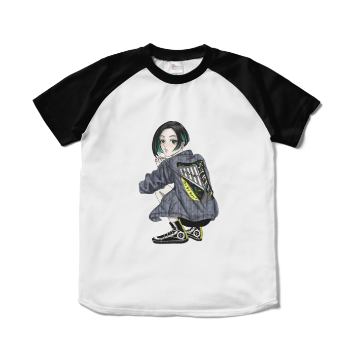 ラグランTシャツ - S - ホワイト×ブラック