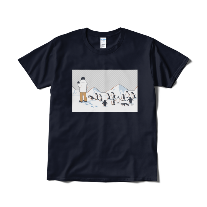 Tシャツ短納期　灰色×紺色　L