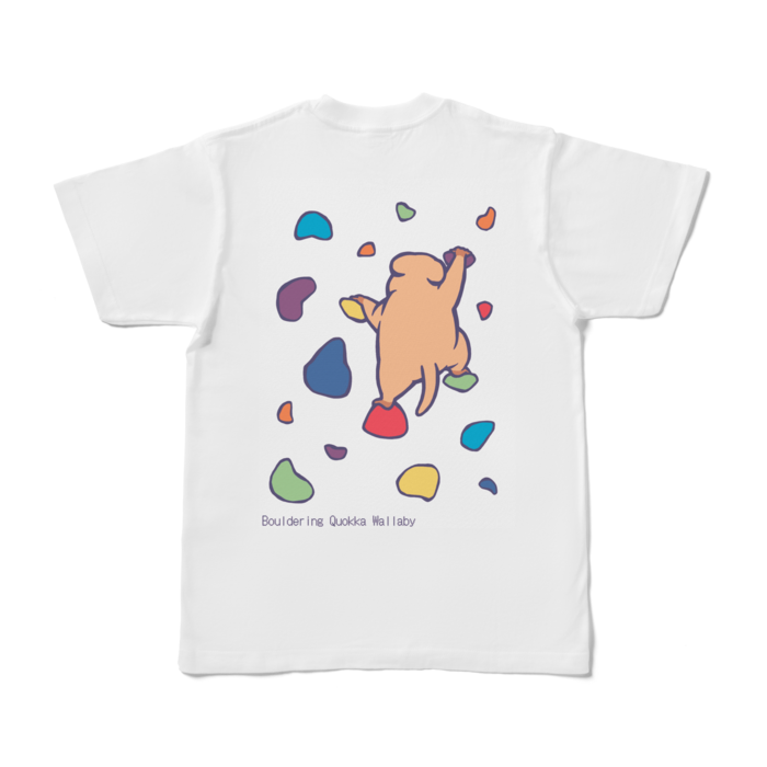 ボルダリングをするクアッカワラビーのtシャツ パステル 白 Nuniki Shop Booth ボルダリングをするクアッカワラビーのtシャツ パステル 白 Nuniki Shop Booth
