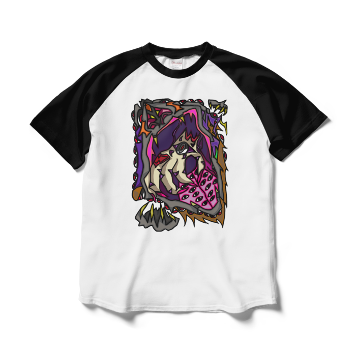 ラグランTシャツ - L - ホワイト×ブラック