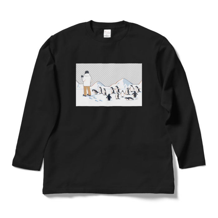 ロングスリーブTシャツ　灰色×黒色　L