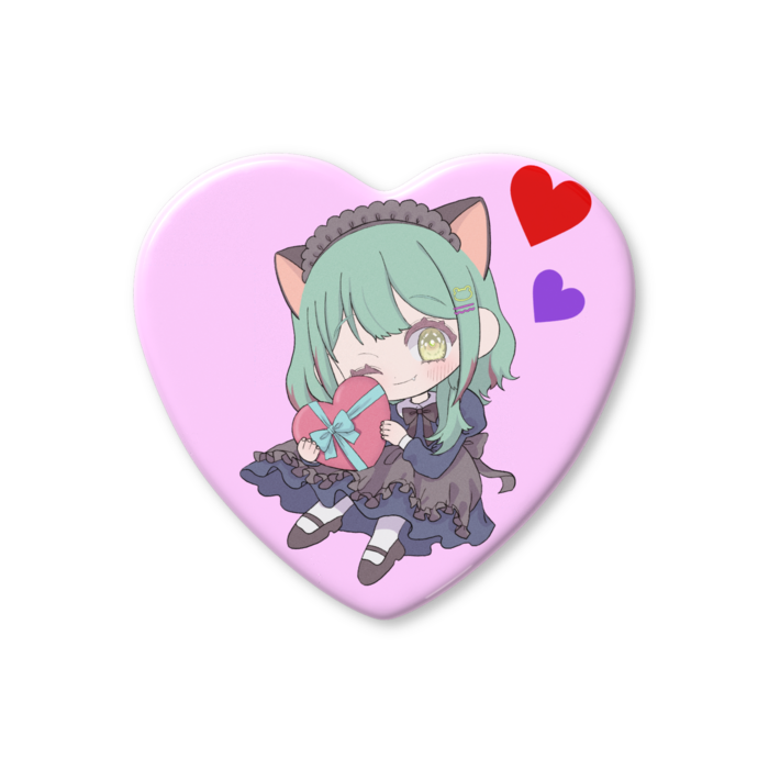 ハート缶バッジ - 52.5 × 57mm